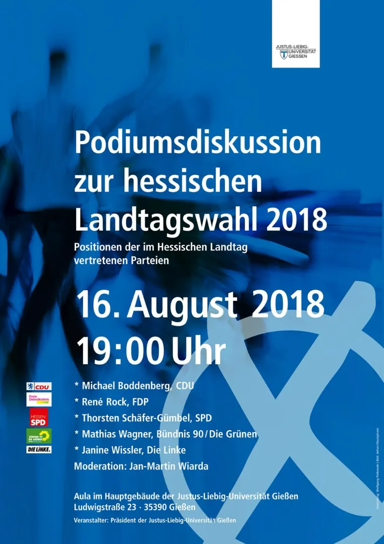 Podiumsdiskussion zur Hessischen Landtagswahl 2018. Foto: JLU